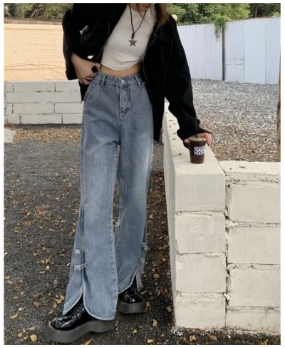 2023 Women Vintage Loose Jeans Solid Split Wide Leg Pants Y2K Clothes Ropa Mujer Denim Trousers Spring Jeans Pants Female 507...