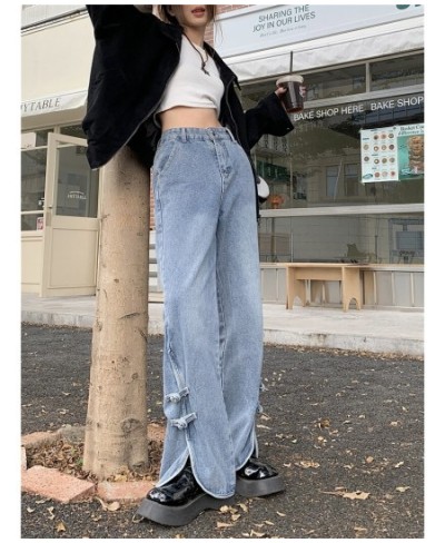 2023 Women Vintage Loose Jeans Solid Split Wide Leg Pants Y2K Clothes Ropa Mujer Denim Trousers Spring Jeans Pants Female 507...