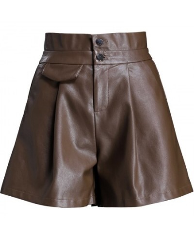 Women Wide Leg Pu Leather Shorts 2023 Autumn Winter All-Match Shorts Female High Waist Ladies Casual Shorts $42.02 - Bottoms