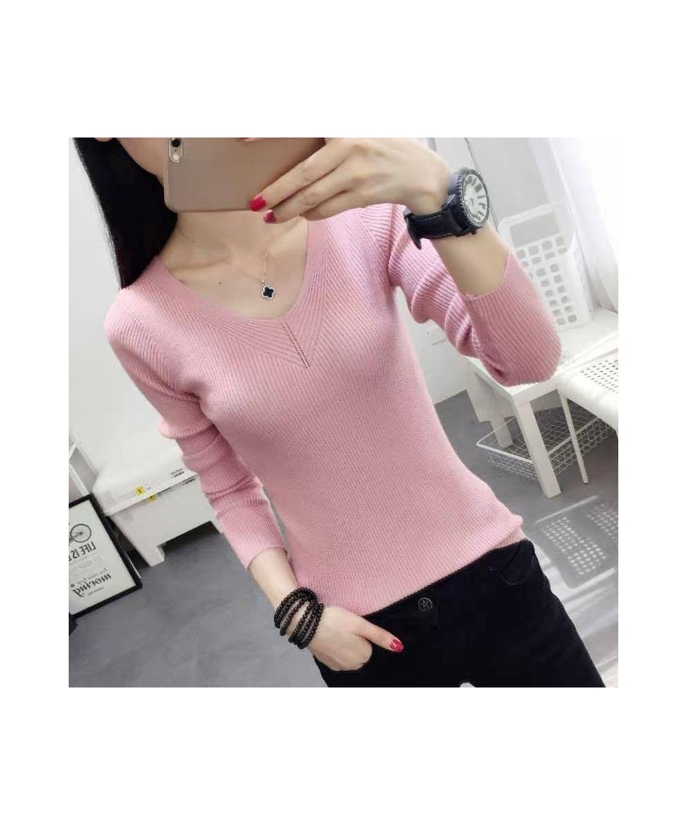 Women's Sweater Autumn and Winter Slim Pullover Knitwear 2022 New Fashion Solid Color Top V Neck Trending Sweater Casual $22....