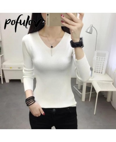 Women's Sweater Autumn and Winter Slim Pullover Knitwear 2022 New Fashion Solid Color Top V Neck Trending Sweater Casual $22....