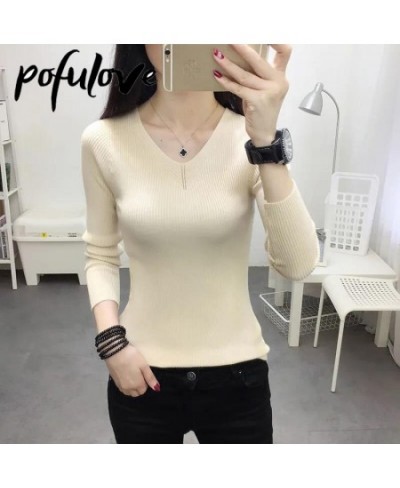 Women's Sweater Autumn and Winter Slim Pullover Knitwear 2022 New Fashion Solid Color Top V Neck Trending Sweater Casual $22....