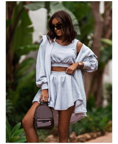 Fashion Three Pieces Set Women Casual Outfit Summer Solid Suit Sexy Crew Neck Vest Shorts Cardigan Coat 3 Piece Sets Roupas $...