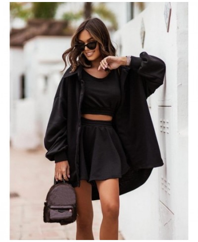 Fashion Three Pieces Set Women Casual Outfit Summer Solid Suit Sexy Crew Neck Vest Shorts Cardigan Coat 3 Piece Sets Roupas $...