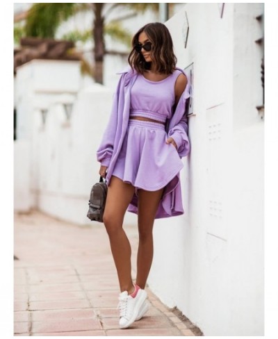 Fashion Three Pieces Set Women Casual Outfit Summer Solid Suit Sexy Crew Neck Vest Shorts Cardigan Coat 3 Piece Sets Roupas $...