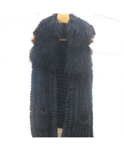 Real Rabbit Fur Vest With Mongolia Sheep Fur Collat Women Long Elastic Knitted Fur Gilet Ladies Spring 2023 Fashion Fur Vests...