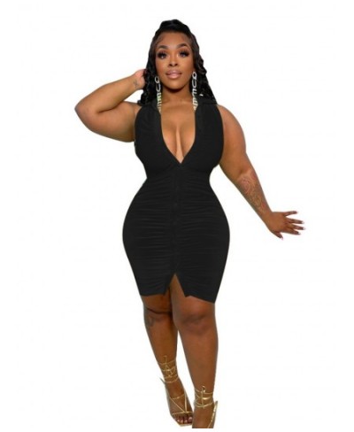 Plus Size Women Clothing Sleeveless Short Summer Dress Streetwear Ladies V Neck Sexy Tight Dress Wholesale Bulk $40.35 - Plus...