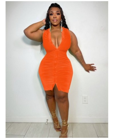 Plus Size Women Clothing Sleeveless Short Summer Dress Streetwear Ladies V Neck Sexy Tight Dress Wholesale Bulk $40.35 - Plus...