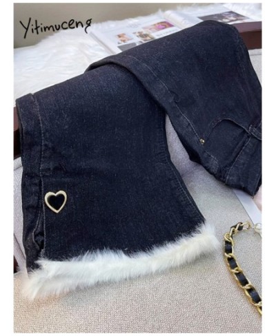 Spliced Jeans for Women 2023 New High Waisted Slim Korean Fashion Chic Flare Jeans Vintage Casual Ankle Length Jeans $61.88 -...