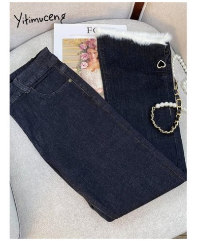 Spliced Jeans for Women 2023 New High Waisted Slim Korean Fashion Chic Flare Jeans Vintage Casual Ankle Length Jeans $61.88 -...