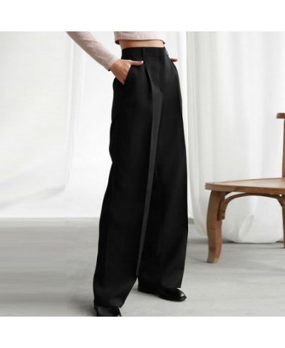 2022 Fashion Office Women Wide-Leg Pants Solid High Waist Loose Casual Pleated Spring New Floor-Length Loose Trousers $67.31 ...