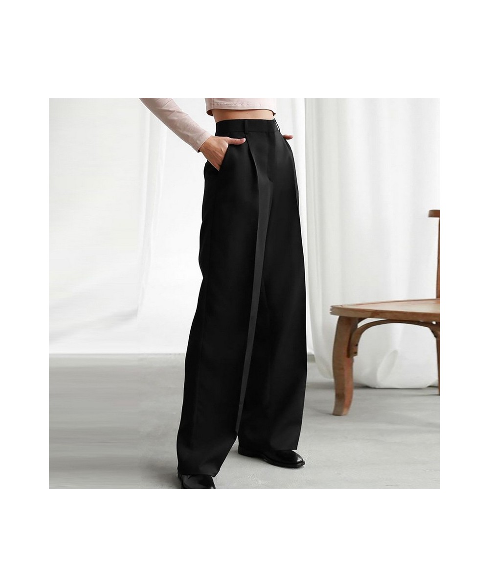 2022 Fashion Office Women Wide-Leg Pants Solid High Waist Loose Casual Pleated Spring New Floor-Length Loose Trousers $67.31 ...