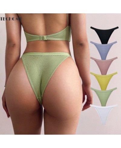 Women Summer Modal Thongs Rib Cotton Briefs Sexy V Pants Women's Comfort Breathable Half Buttocks Panties Lingerie Hip Lift $...