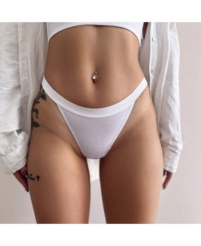 Women Summer Modal Thongs Rib Cotton Briefs Sexy V Pants Women's Comfort Breathable Half Buttocks Panties Lingerie Hip Lift $...