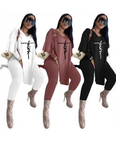 Letter Print Two Piece Set Women Tracksuit Summer Clothes T Shirt Pants Sweat Suits Lounge Wear Outfits Matching Sets $45.88 ...