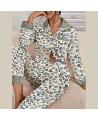 Sexy Pajama Set Women's 2 Pieces Sleepwear Pyjamas Silk Satin Pajamas Sets for Women Long Sleeves Wide Leg Pants Trouser Suit...