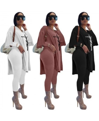 Letter Print Two Piece Set Women Tracksuit Summer Clothes T Shirt Pants Sweat Suits Lounge Wear Outfits Matching Sets $45.88 ...