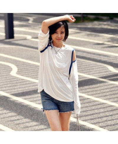 T8366C Korean version is fashionable and cool Shoulder hanging feeling slim and comfortable shading long sleeve T-shirt $48.9...