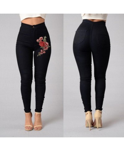 Fashion Women Skinny Embroidery Floral Jeans Stretch High Waist Workout Ripped Denim Pants Trousers 3xl Plus Size $26.44 - Jeans