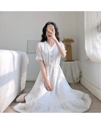 Women's Clothing 2023 Short Sleeve Female Dress Elegant Spring White Midi Causal Dress Tunic Shirt Women Frocks Korean Style ...