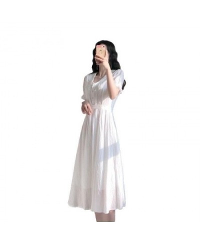 Women's Clothing 2023 Short Sleeve Female Dress Elegant Spring White Midi Causal Dress Tunic Shirt Women Frocks Korean Style ...