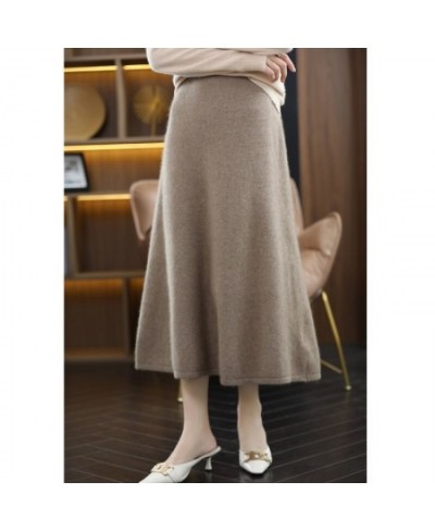 New 100% Pure Wool Knitted Skirt Women's Middle And Long High Waist Joker Hip A Step Skirt $62.66 - Skirts