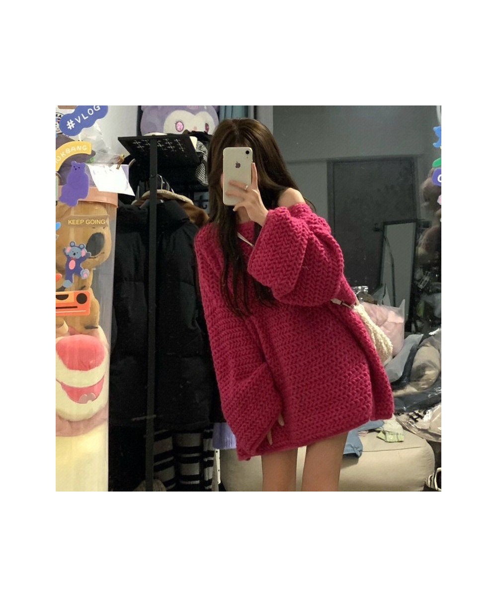 Korean Solid Color Simple Oversized Sweater Retro Street Loose Sweater Women Fashionable Harajuku Casual Trendy Pullover $48....