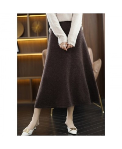 New 100% Pure Wool Knitted Skirt Women's Middle And Long High Waist Joker Hip A Step Skirt $62.66 - Skirts