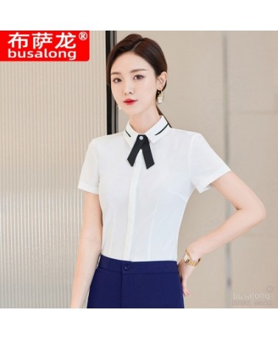 Summer 2023 Short Sleeve Business Shirt Women's Business Suit Slim-Fitting Iron-Free Work Clothes plus Size Business Formal $...