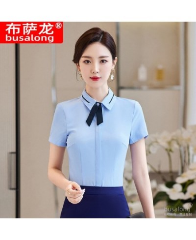 Summer 2023 Short Sleeve Business Shirt Women's Business Suit Slim-Fitting Iron-Free Work Clothes plus Size Business Formal $...