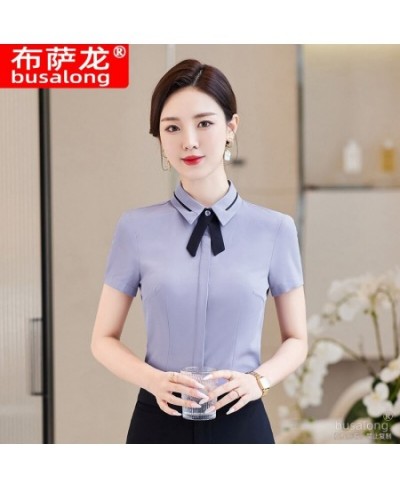 Summer 2023 Short Sleeve Business Shirt Women's Business Suit Slim-Fitting Iron-Free Work Clothes plus Size Business Formal $...