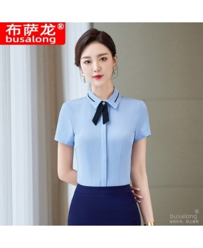 Summer 2023 Short Sleeve Business Shirt Women's Business Suit Slim-Fitting Iron-Free Work Clothes plus Size Business Formal $...