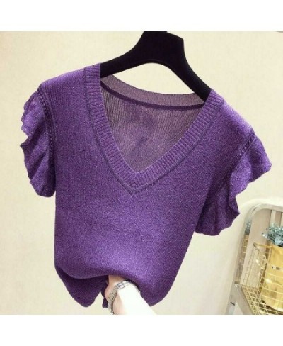 shiny lurex summer sweater women butterfly sleeve pullover women basic sweater women 2022 korean glitter knit top female $33....