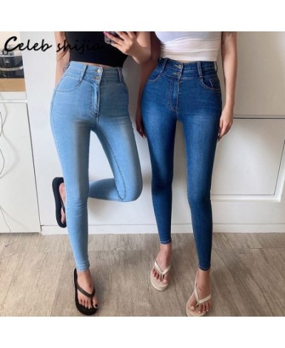 Streetwear Elastic Denim Women Pencil Pants Light Blue 2023 Chic Korean Fashion Skinny Jeans Ladies Vintage High Waist Bottom...