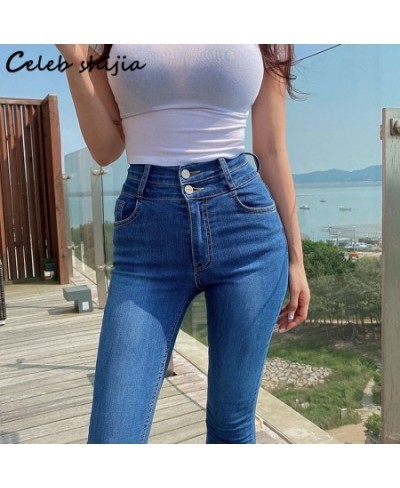 Streetwear Elastic Denim Women Pencil Pants Light Blue 2023 Chic Korean Fashion Skinny Jeans Ladies Vintage High Waist Bottom...