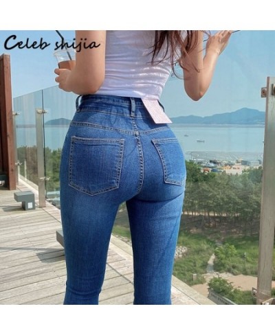 Streetwear Elastic Denim Women Pencil Pants Light Blue 2023 Chic Korean Fashion Skinny Jeans Ladies Vintage High Waist Bottom...