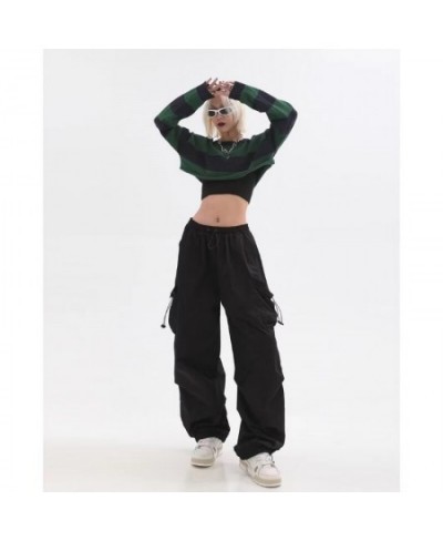 Y2K American Mew Trend Hiphop Straight Drawstring Overalls Female 2023 Retro Loose Casual Joker Multi-Pocket Leg Wide-Leg Pan...