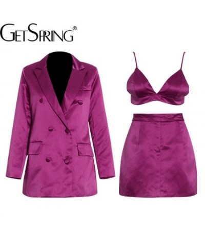 Women Skirt Suit Temperament Three Piece Women Skirt Suits Double Breasted Woman Blazer Camis And Mini Skirt 3Pieces $95.33 -...