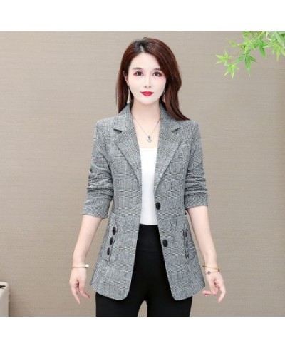 Spring Autumn Plaid Blazer Fashion Elegant High Street Long Sleeve Temperament Comfortable Casual Chic Business Blazer $48.07...