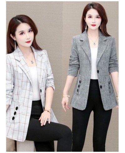 Spring Autumn Plaid Blazer Fashion Elegant High Street Long Sleeve Temperament Comfortable Casual Chic Business Blazer $48.07...