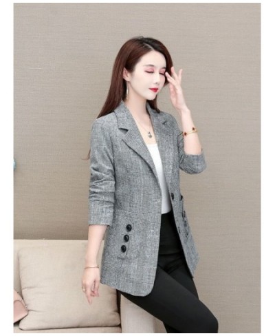 Spring Autumn Plaid Blazer Fashion Elegant High Street Long Sleeve Temperament Comfortable Casual Chic Business Blazer $48.07...