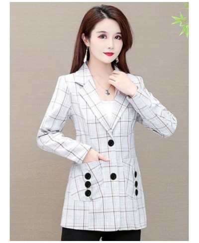 Spring Autumn Plaid Blazer Fashion Elegant High Street Long Sleeve Temperament Comfortable Casual Chic Business Blazer $48.07...