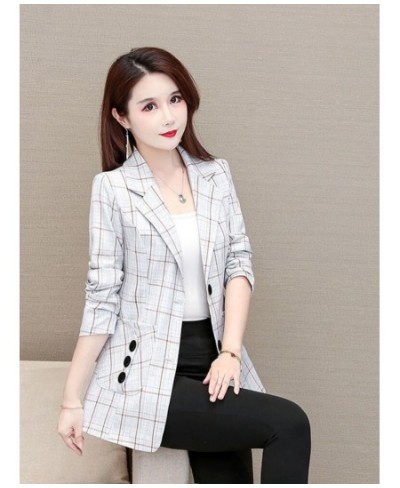 Spring Autumn Plaid Blazer Fashion Elegant High Street Long Sleeve Temperament Comfortable Casual Chic Business Blazer $48.07...