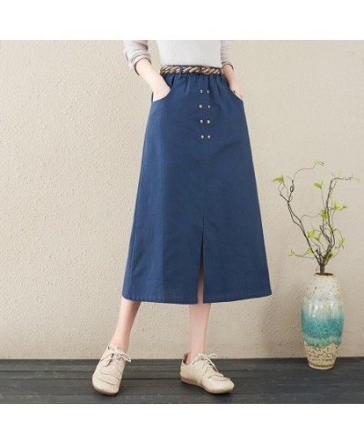 2022 High Waist Spring Skirts Button Open Slit Sashes Slim Office Lady Work Midi Skirts Women Autumn Casual Skirts $41.69 - S...