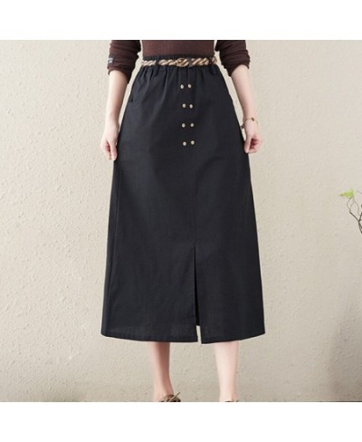 2022 High Waist Spring Skirts Button Open Slit Sashes Slim Office Lady Work Midi Skirts Women Autumn Casual Skirts $41.69 - S...