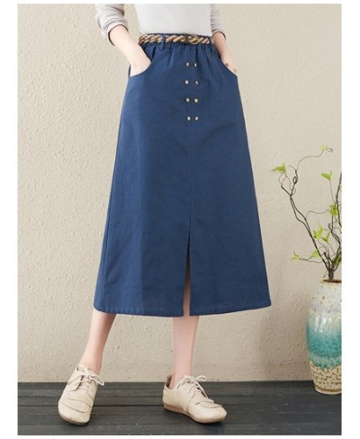 2022 High Waist Spring Skirts Button Open Slit Sashes Slim Office Lady Work Midi Skirts Women Autumn Casual Skirts $41.69 - S...