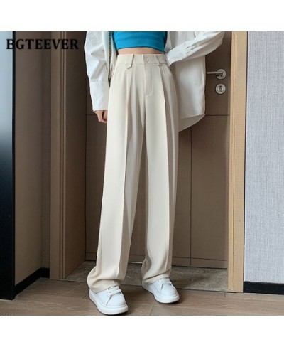 Casual Chic Loose Female Solid Suit Pants 2022 Spring Summer Pantalon High Waist Pockets Women Wide Leg Trousers $53.03 - Pan...