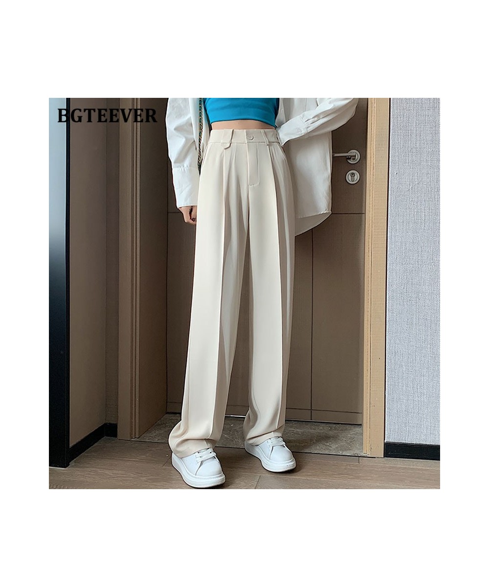 Casual Chic Loose Female Solid Suit Pants 2022 Spring Summer Pantalon High Waist Pockets Women Wide Leg Trousers $53.03 - Pan...