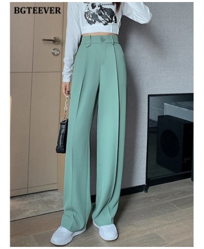 Casual Chic Loose Female Solid Suit Pants 2022 Spring Summer Pantalon High Waist Pockets Women Wide Leg Trousers $53.03 - Pan...