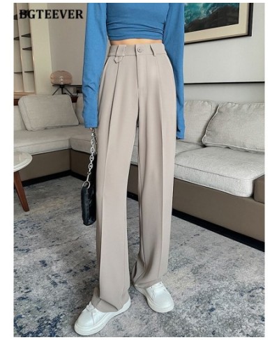 Casual Chic Loose Female Solid Suit Pants 2022 Spring Summer Pantalon High Waist Pockets Women Wide Leg Trousers $53.03 - Pan...